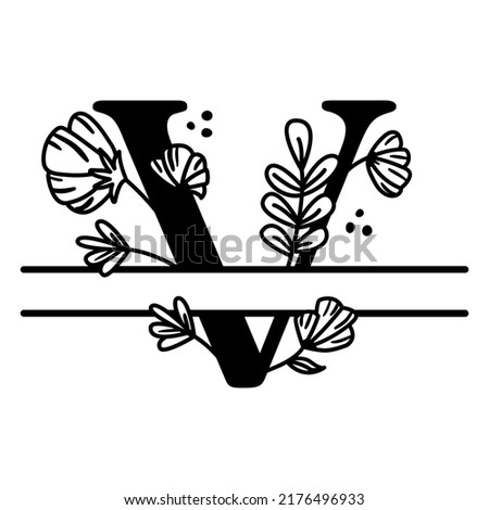 Floral Split V Monogram. High quality vector