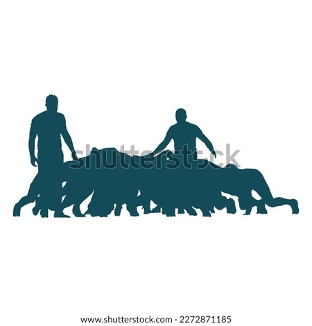 Rugby Scrum Silhouette. Vector illustration art