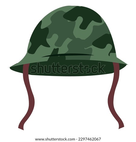 Army Helmet Front View. Vector art illustration