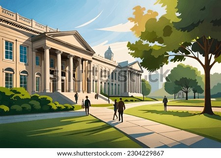 University, school. University vector flat illustration. Modern school.