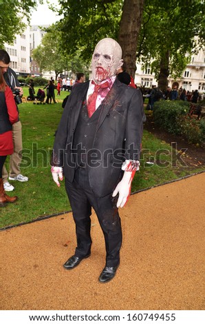 London - October 12: The 2013 London Zombie Walk which raises money for St Mungo'??s Homeless Charity, London October 12th, 2013 in London England.