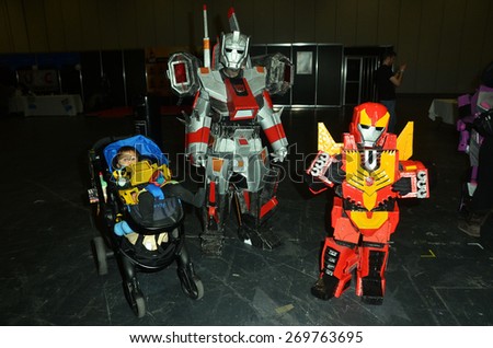 London/England - March 15 2015: Cosplayers in costume at the London Super Comic Convention in the Excel Centre,