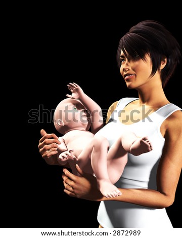An image of a mother and baby daughter, this image would be suitable for Mothers Day concepts.