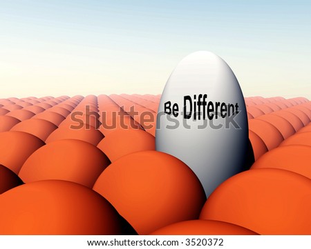 A Conceptual image of a egg representing being a unique individual (not conforming) amongst conformity.