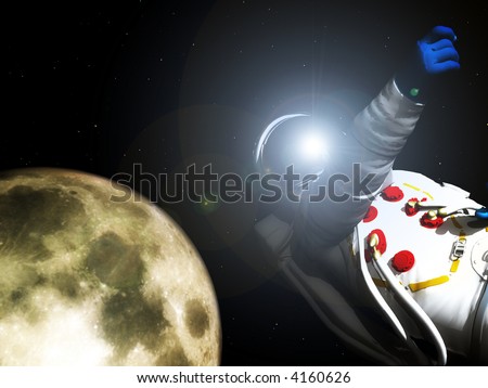 A conceptual image of spaceman or astronaut floating in space. A good conceptual image representing exploration,with added sun reflected of the visor.