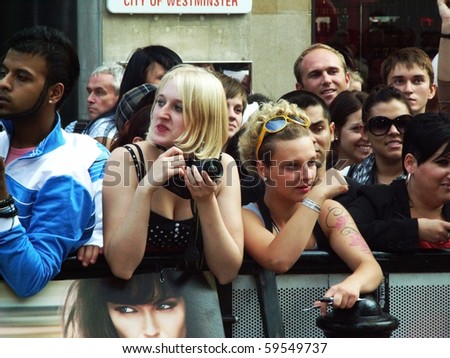 LONDON - AUGUST 16: Fans at Salt Premiere August 16th, 2010 in Leicester Square London, England.