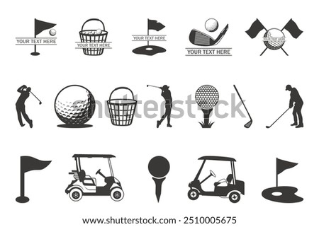 Golf Vector Bundle. Golfs Monogram. Split Monogram. Golf Name Frame. Golf Club. Golf Ball.