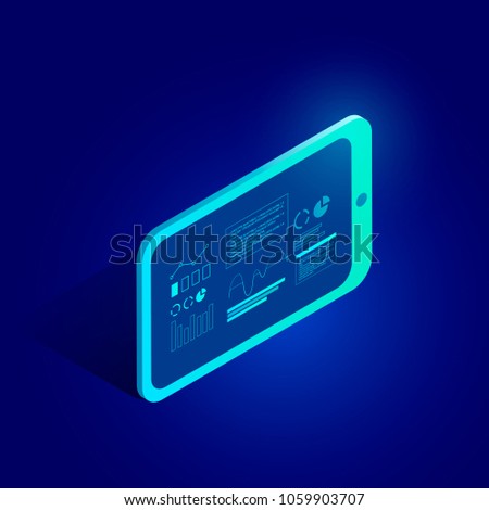 Tablet isometric. Modern futuristic illustration. Vector