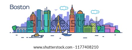 Boston city.For banner, web page, cards, presentation. Vector illustration