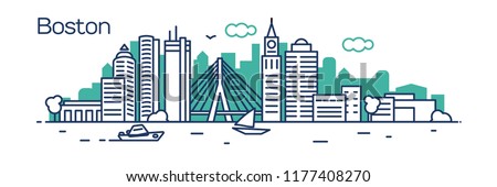 Boston city.For banner, web page, cards, presentation. Vector illustration