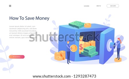 Money saving dollar coins banknotes.Business man holding money. Cash protection concept, bank safe open with dollars in a deposit box and bag, safe deposit. Concept for web site, page, presentation