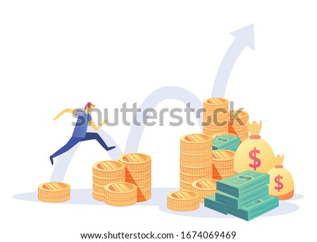 Finance and Growth Concept .Bank safe,bank employees, Investment in innovation, marketing, analysis, security of deposits dollars in a deposit box . Investing money on an account. Vector illustration Foto stock © 