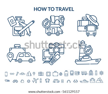 Travel icon set. Vector 