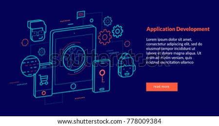 Application Development Concept for web page, banner, presentation. Vector illustration