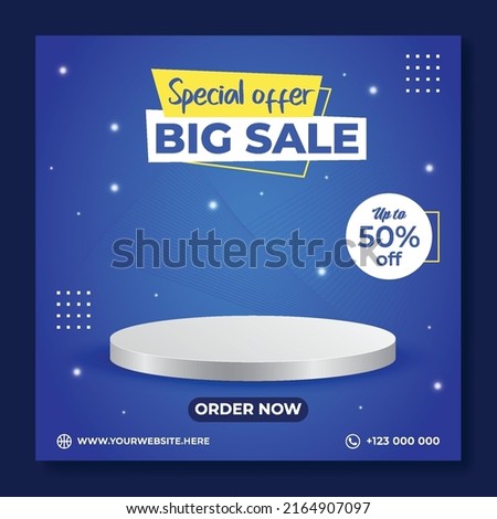 Big sale social media template with blank space podium for product sale 