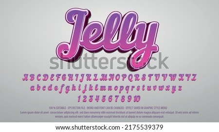 Jelly 3d style editable text effects with different letters and numbers