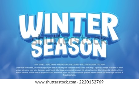 Winter season text effect template with 3d style use for logo and business brand