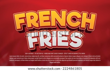 French fries editable text effect template with 3d style use for logo and business brand