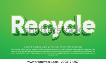 Recycle editable text effect template with 3d style use for logo and business brand