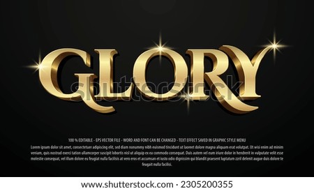 Golden glory editable text effect template with 3d style use for logo and business brand