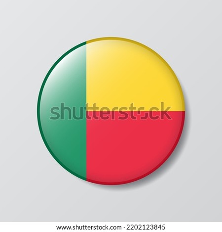 glossy button circle shaped Illustration of benin flag