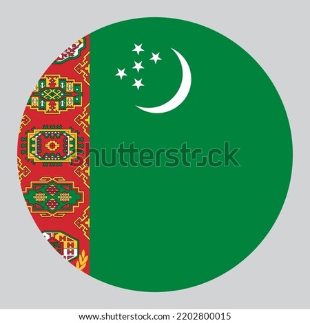 flat circle shaped Illustration of Turkmenistan flag