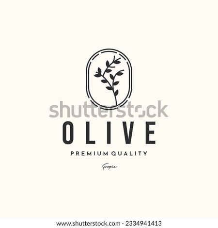 olive botanic plant line art logo vector minimalist illustration design, olive tropical plant logo design