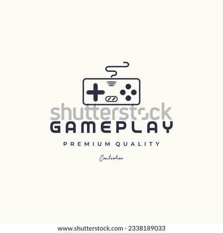 game controller device line art logo vector minimalist illustration design, virtual console game play logo design