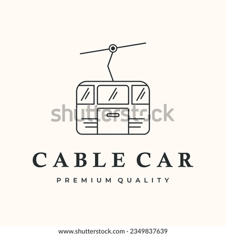 cable car steel wire line art logo vector minimalist illustration design, gondola elevation logo design