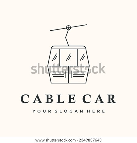 cable car station line art logo vector minimalist illustration design, gondola railroad symbol design