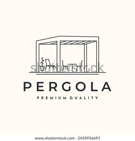 pergola shade line art logo vector minimalist illustration design, comfort pavilion logo design