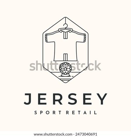 football jersey line art logo vector minimalist illustration design, retail of football shirt logo design