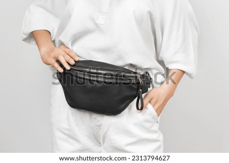 Image, Stock Photo Close-up of woman packing wooden box with freshly picked vegetebles on field