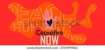 Ceasefire now war banner, logo text design. peace