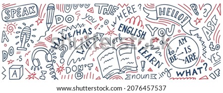 English. Hand drawn english language doodle