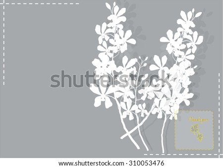 Orchid flowers,white paper cut orchid flower with maple tag ,Vector illustration