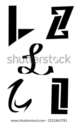 several simple logo design illustrations of the letter L