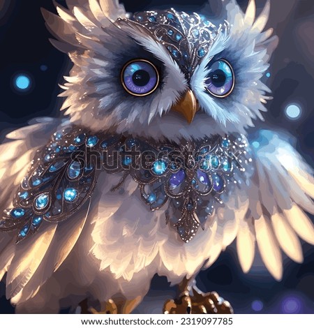 Cute and adorable fantasy owl vector