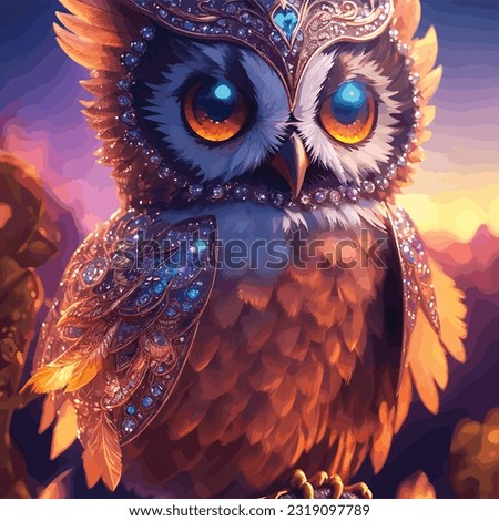 Cute and adorable fantasy owl vector