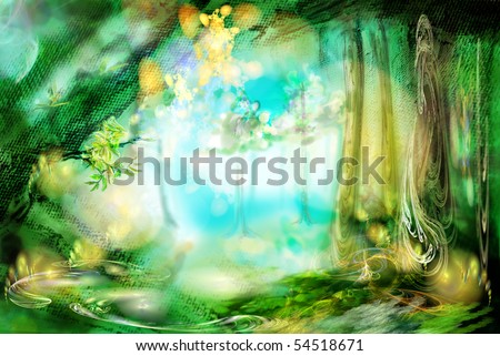The magic forest. Excellent fantastic background. Very abstractly