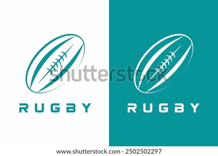 American Football badge logo vector - Rugby logo with white and green background