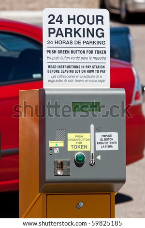 Automated parking meter in urban parking lot