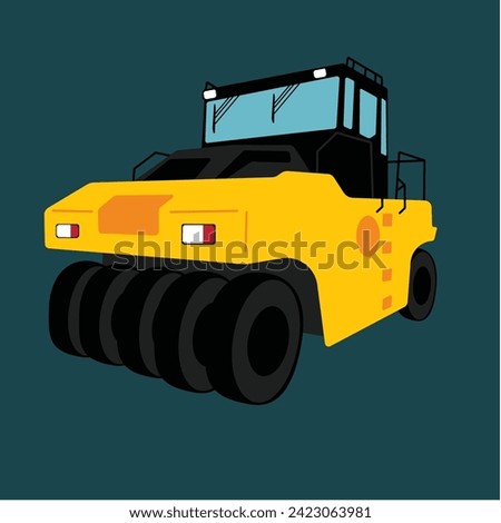 Pneumatic tired roller is a type of heavy equipment that functions to compact material or soil surfaces. 

Flat design, The design is simple yet attractive, suitable for use as an icon, background, or