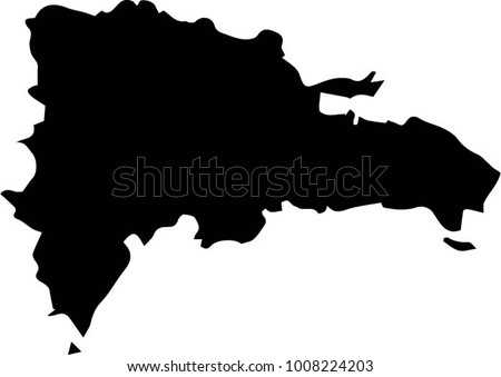 Vector map Dominican Republic. Black mask. Isolated, white background. 