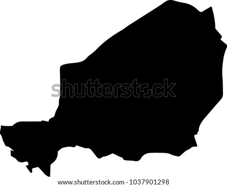 Vector map of Niger. Black mask. Isolated, white background. 
