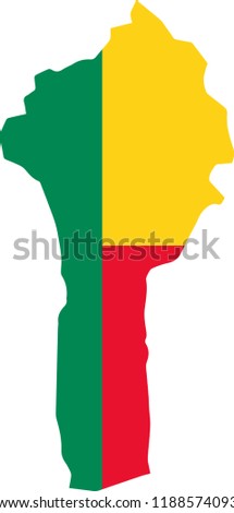 Vector map of Benin with flag. Isolated, white background