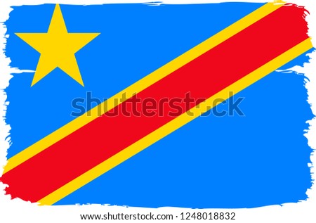 Congo democratic republic vector grunge brush stroke with  national flag and contour map. 