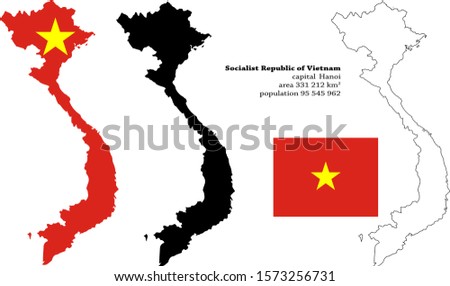 Vietnam vector map, flag, borders, mask , capital, area and population infographic