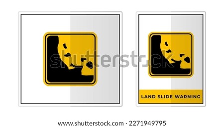 Land slide warning Sign Label Symbol Icon Vector Illustration