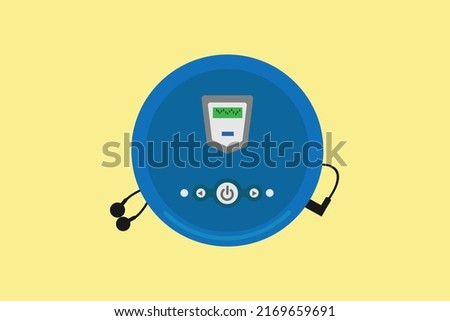 digital cd player blue with headset